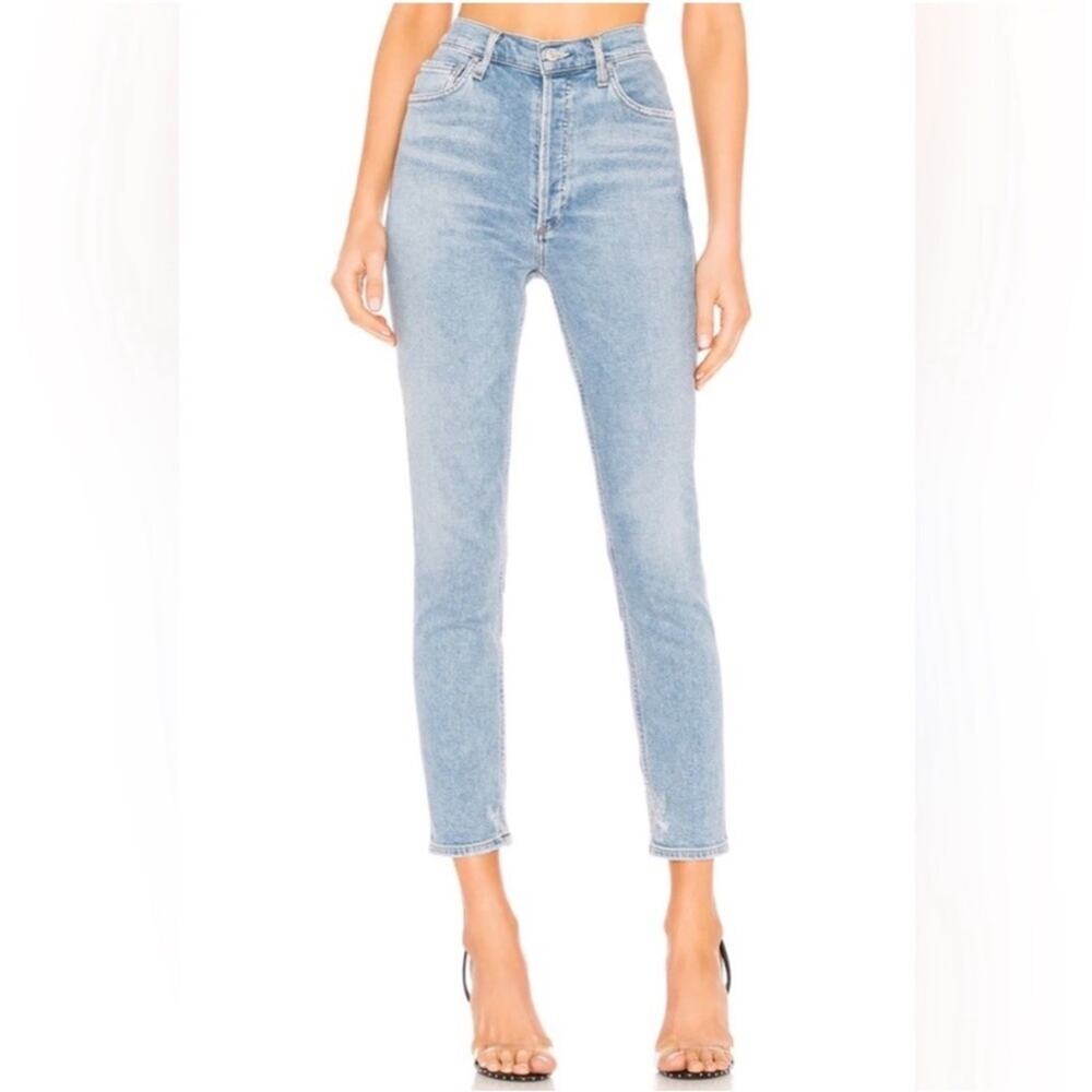 Agolde Nico High Rise Slim Fit Blue Jean Embark Buttonfly A093D-1256 Size 32